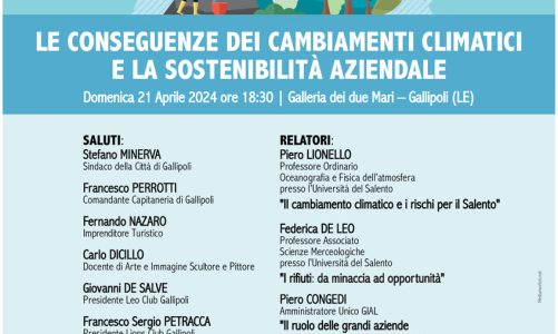 Convegno Lions sul tema “Le Conseguenze dei cambiamenti climatici e la sostenibilità aziendale”